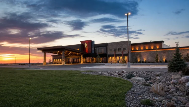 AI-generated exterior view of Dakota Magic Casino Hankinson, North Dakota.