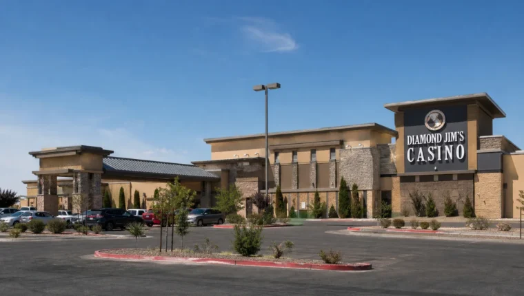 Diamond Jim's Casino Rosamond 28 AI-generated exterior view of Diamond Jim's Casino Rosamond, Rosamond, California.