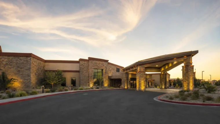 Eagle Mountain Casino Porterville 30 AI-generated exterior view of Eagle Mountain Casino Porterville, Porterville, California.
