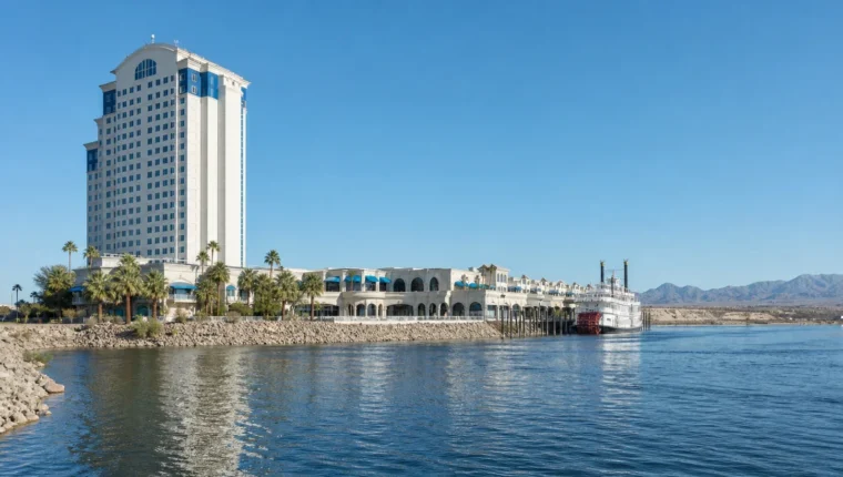 AI-generated exterior view of Edgewater Hotel & Casino Laughlin, Nevada.