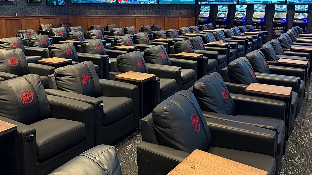 Sportsbook lounge at Emerald Queen Casino Tacoma.