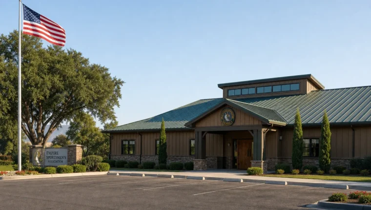 Empire Sportsmen's Association Modesto 32 AI-generated exterior view of Empire Sportsmen's Association Modesto, Modesto, California.