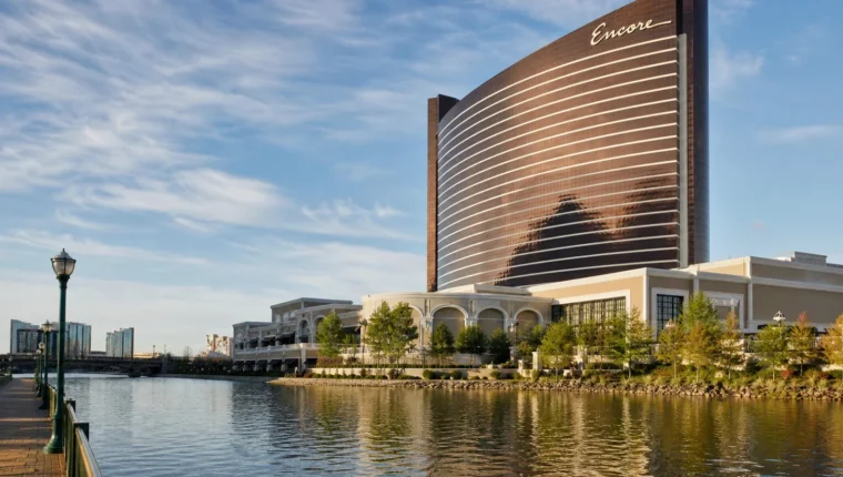 Encore Boston Harbor Everett: Casino & Hotel Guide 5 AI-generated exterior view of Encore Boston Harbor Everett, Everett, Massachusetts.