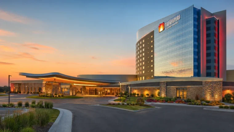 AI-generated exterior view of FireKeepers Casino Hotel Battle Creek, Battle Creek, Michigan.