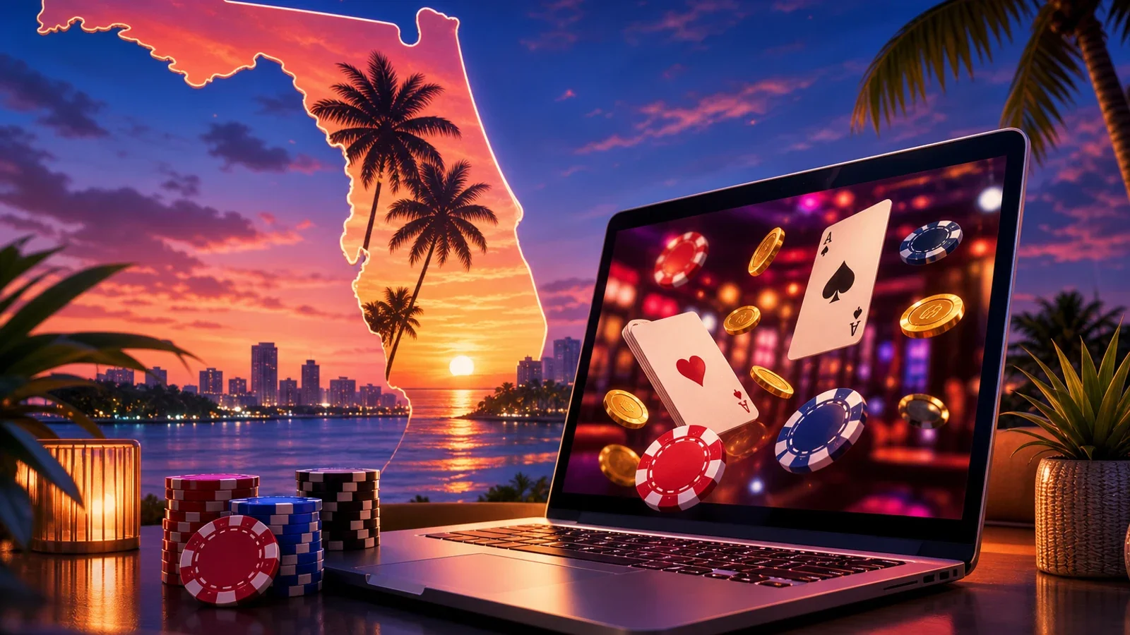 Conceptual editorial illustration for Florida Online Casinos