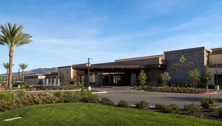 Garlic City Club Casino Gilroy: Games, Poker, and Dining 34 AI-generated exterior view of Garlic City Club Casino Gilroy, Gilroy, California.