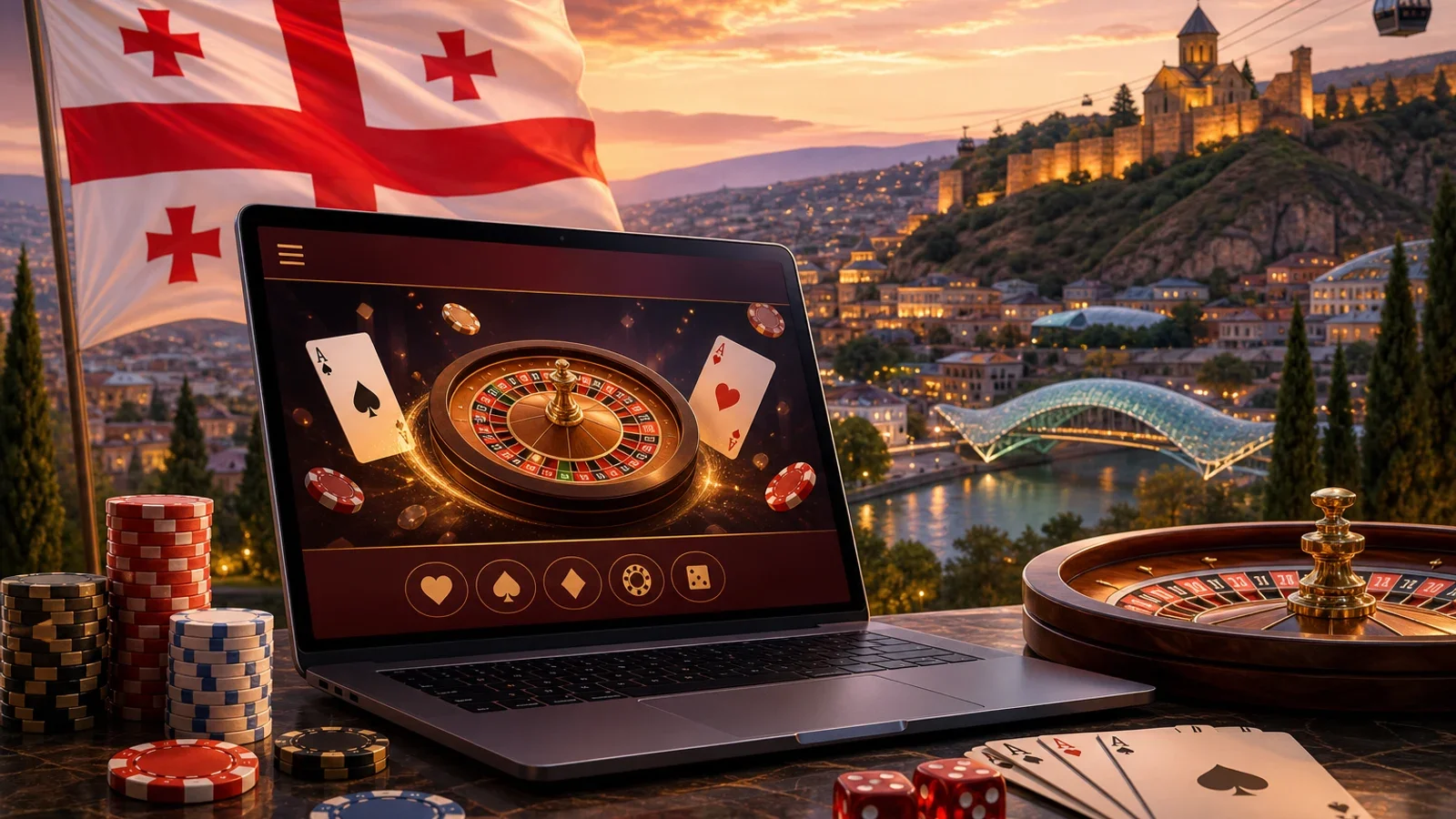 Conceptual editorial illustration for Georgia Online Casinos