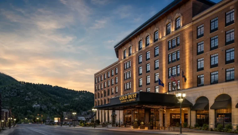 Gold Dust Casino & Hotel Deadwood 12 AI-generated exterior view of Gold Dust Casino & Hotel Deadwood, Deadwood, South Dakota.