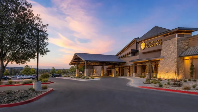 Golden Acorn Casino Campo: Games, Dining, and Visitor Guide 36 AI-generated exterior view of Golden Acorn Casino Campo, Campo, California.
