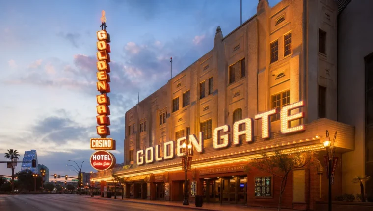 AI-generated exterior view of Golden Gate Casino Las Vegas, Las Vegas, Nevada.