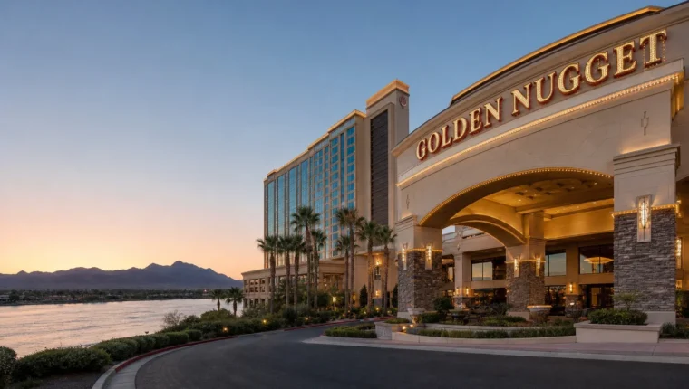 AI-generated exterior view of Golden Nugget Casino Laughlin, Laughlin, Nevada.