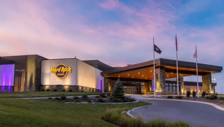 AI-generated exterior view of Hard Rock Casino Sioux City, Sioux City, Iowa.