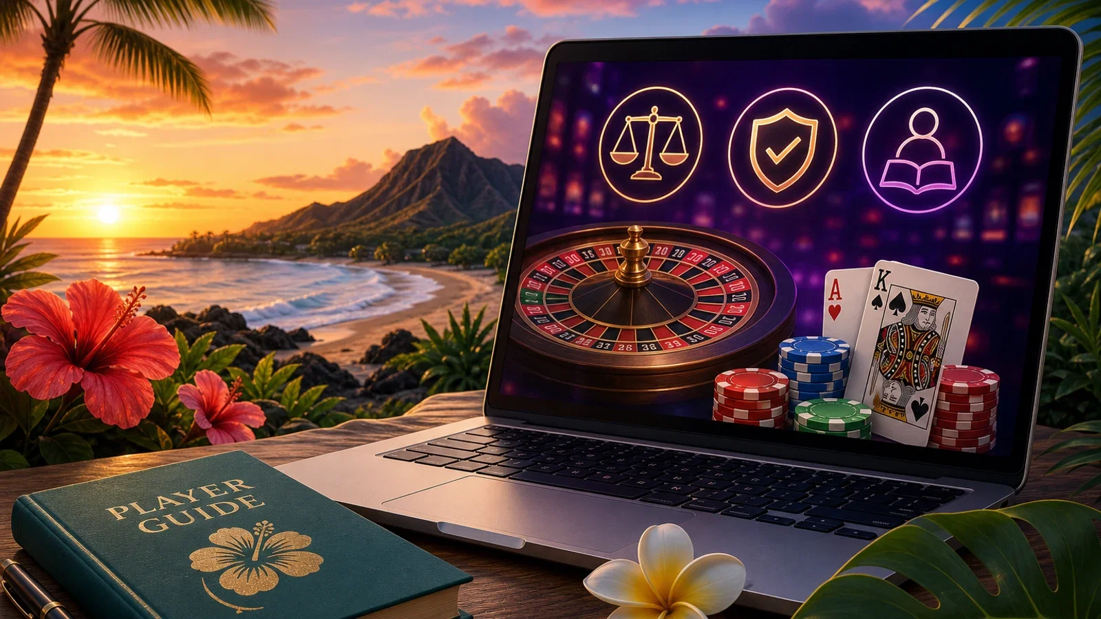Hawaii Online Casinos: Legal Status and Player Guide 1 Conceptual editorial illustration for Hawaii Online Casinos: Legal Status and Player Guide