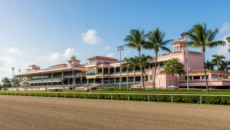 AI-generated exterior view of Hialeah Park Race Track Hialeah, Hialeah, Florida.