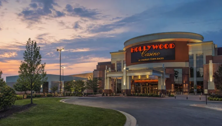AI-generated exterior view of Hollywood Casino at Charles Town Races, West Virginia.