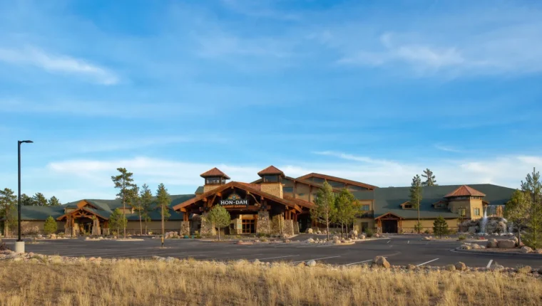 AI-generated exterior view of Hon-Dah Resort Casino Pinetop-Lakeside, AZ, Pinetop, Arizona.