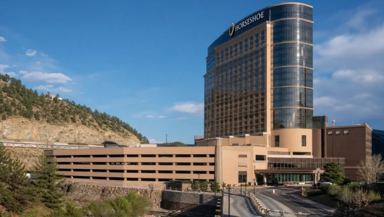Horseshoe Black Hawk Casino Hotel: Games, Rooms, and Dining 13 AI-generated exterior view of Horseshoe Black Hawk Casino Hotel, Black Hawk, Colorado.
