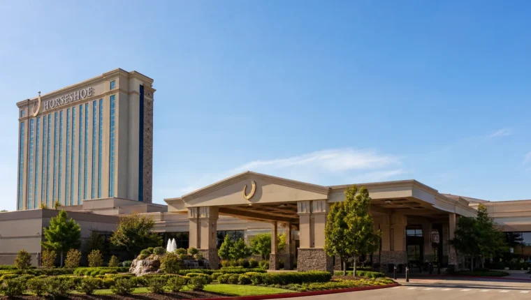 AI-generated exterior view of Horseshoe Casino Bossier City, Bossier City, Louisiana.