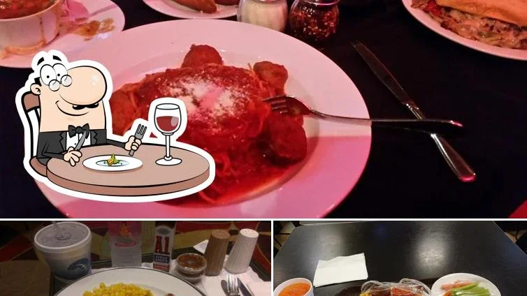 Meals at Hustler Casino, as pictured in the source listing.