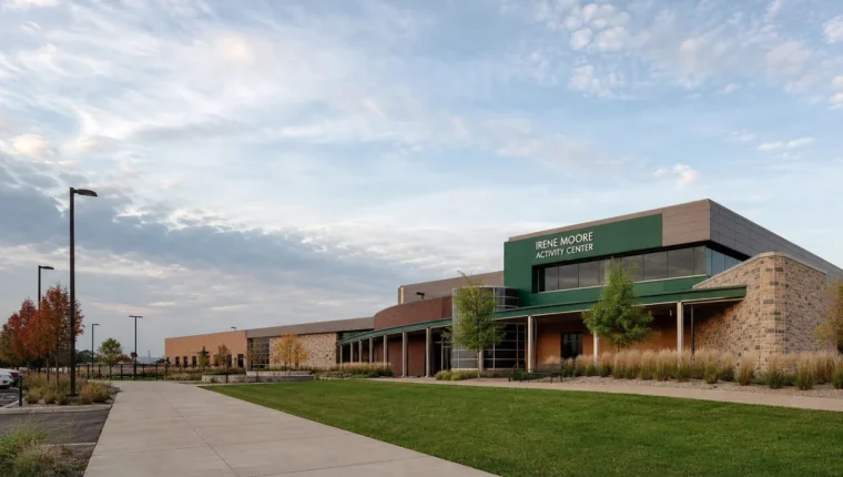 Irene Moore Activity Center Green Bay 8 AI-generated exterior view of Irene Moore Activity Center Green Bay, Green Bay, Wisconsin.