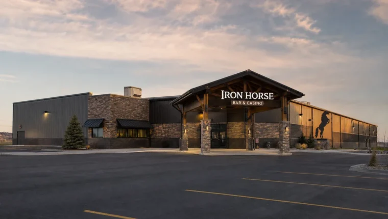 Iron Horse Bar & Casino Emerson: Games, Food, and Hours 1 AI-generated exterior view of Iron Horse Bar & Casino Emerson, Emerson, Nebraska.