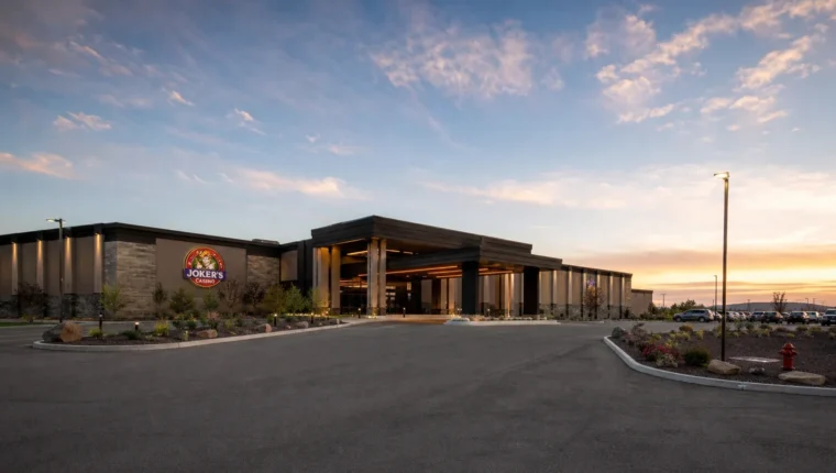 AI-generated exterior view of Joker's Casino Richland, Richland, Washington.