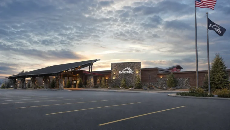 AI-generated exterior view of Kewadin Casino Manistique, Manistique, Michigan.