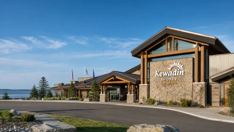 AI-generated exterior view of Kewadin Shores Casino St Ignace, St. Ignace, Michigan.