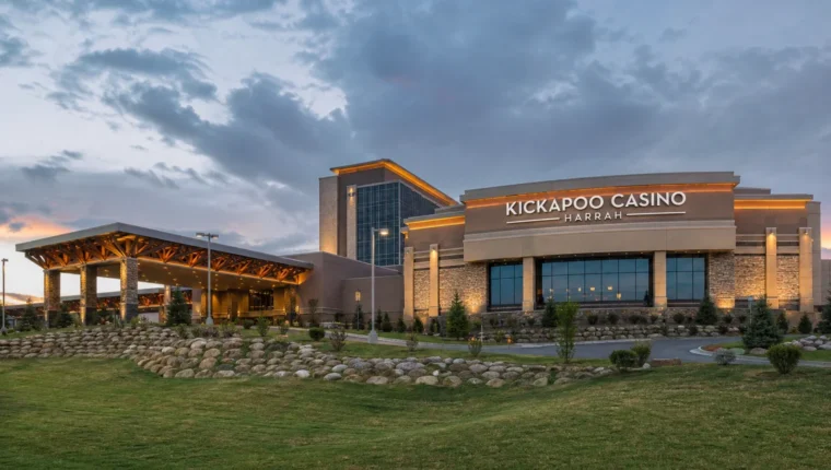 AI-generated exterior view of Kickapoo Casino Harrah, Harrah, Oklahoma.