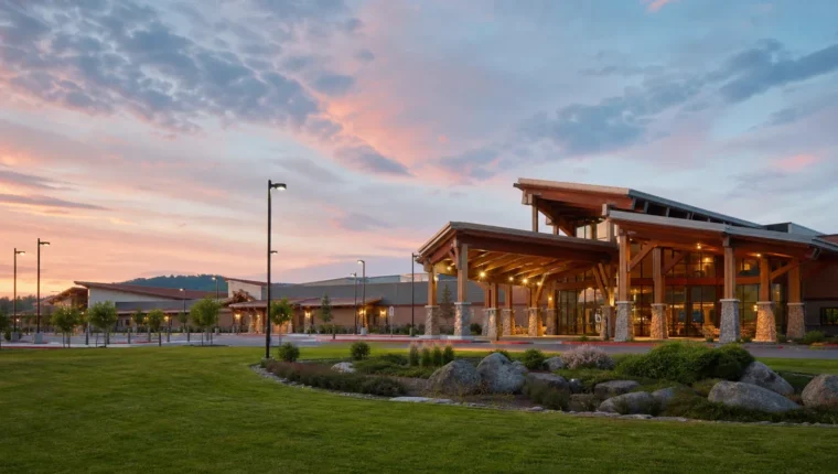 AI-generated exterior view of Little Creek Casino & Resort Shelton, Shelton, Washington.