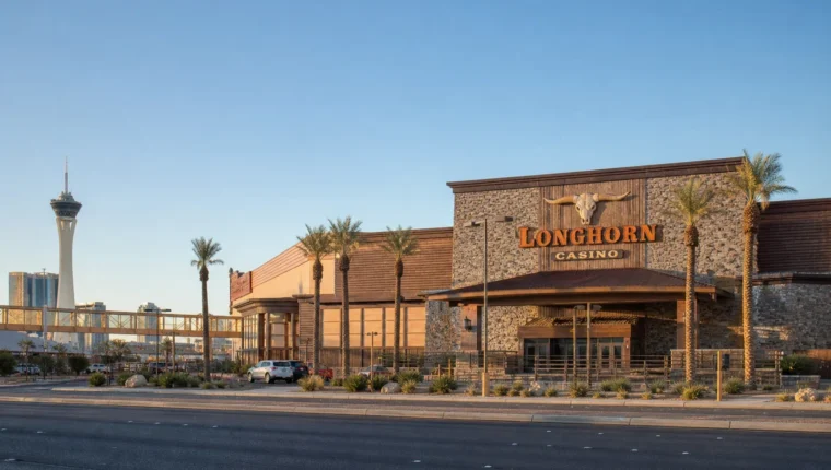 AI-generated exterior view of Longhorn Casino Las Vegas, Las Vegas, Nevada.