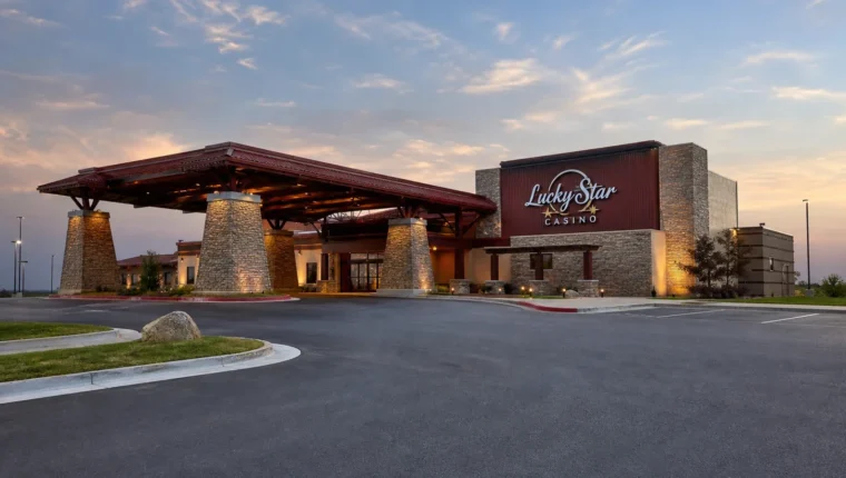 AI-generated exterior view of Lucky Star Casino Clinton, Clinton, Oklahoma.