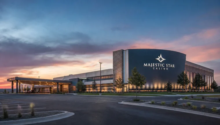 AI-generated exterior view of Majestic Star Casino Gary, Indiana.
