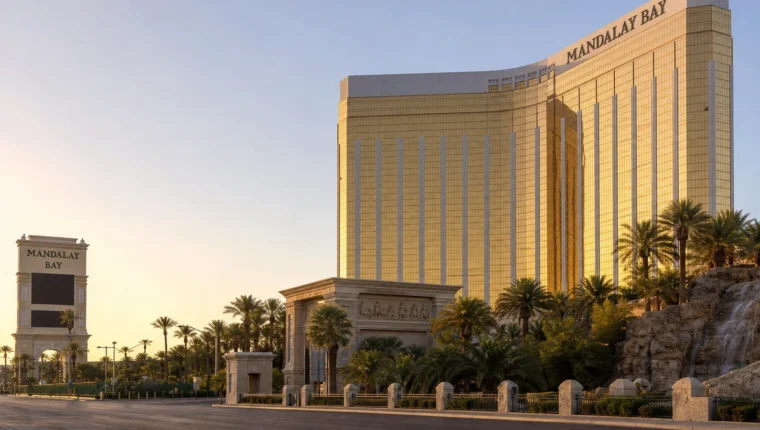 AI-generated exterior view of Mandalay Bay Casino Las Vegas, Las Vegas, Nevada.