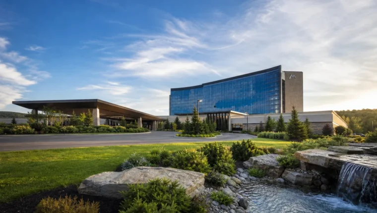 AI-generated exterior view of Mount Airy Casino Resort Mt Pocono, Mount Pocono, Pennsylvania.