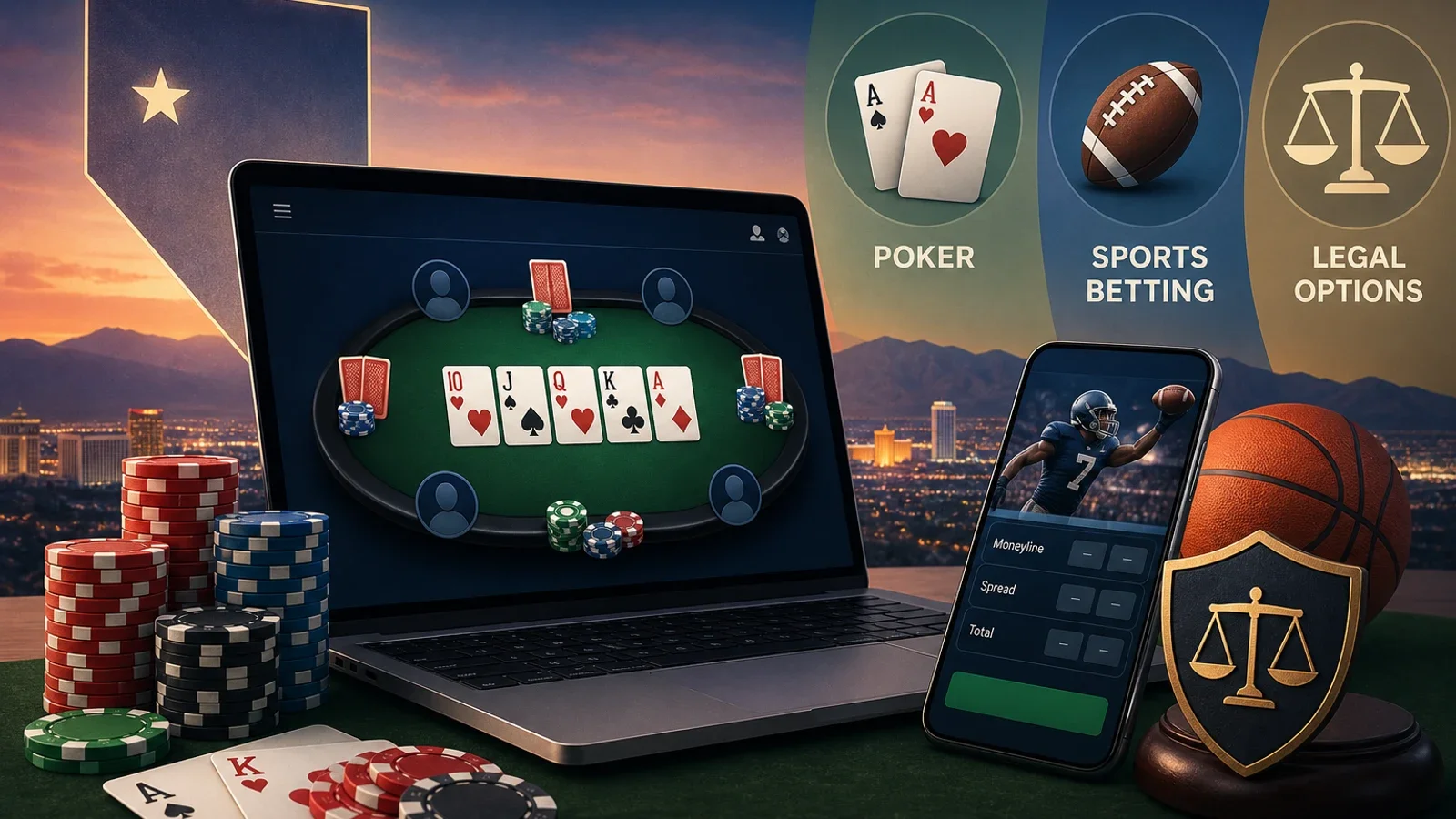 Nevada Online Casinos: Poker, Sports Betting, and Legal Options 1 Conceptual editorial illustration for Nevada Online Casinos: Poker, Sports Betting, and Legal Options