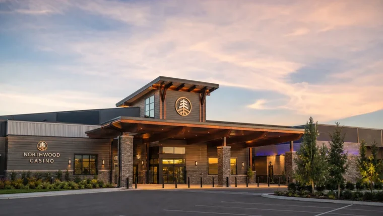 AI-generated exterior view of Nooksack Northwood Casino Lynden, Lynden, Washington.