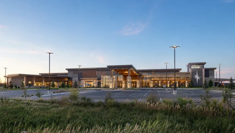 North Star Mohican Casino Resort Bowler 13 AI-generated exterior view of North Star Mohican Casino Resort Bowler, Bowler, Wisconsin.