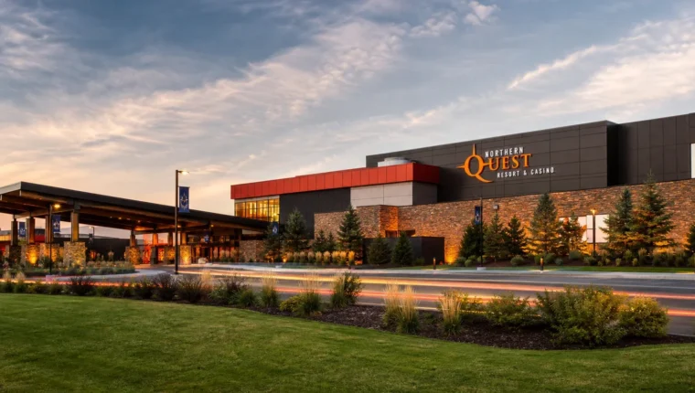 AI-generated exterior view of Northern Quest Resort & Casino Airway Heights, Airway Heights, Washington.