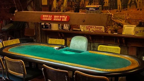 Poker table at Old Cayucos Tavern & Cardroom.