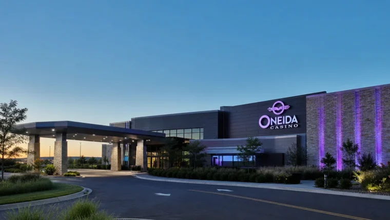 Oneida Main Airport Casino Green Bay: Hotel and Gaming Guide 15 AI-generated exterior view of Oneida Main Airport Casino Green Bay, Green Bay, Wisconsin.