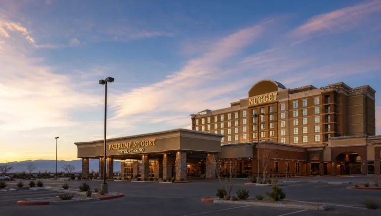 AI-generated exterior view of Pahrump Nugget Hotel & Casino, Nevada.