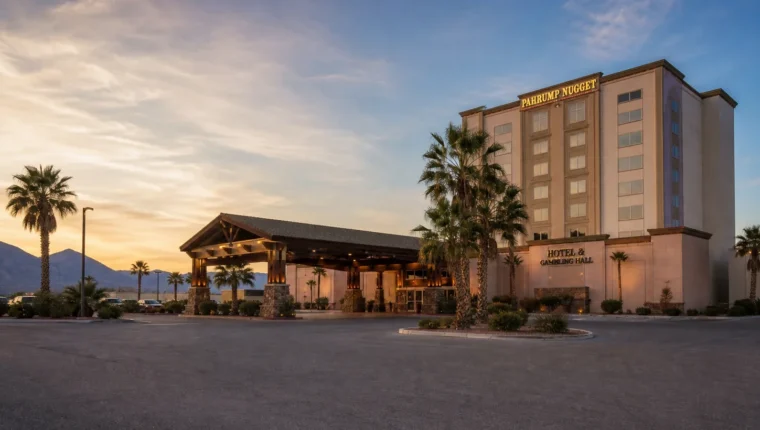 AI-generated exterior view of Pahrump Nugget Hotel & Gambling Hall, Nevada.