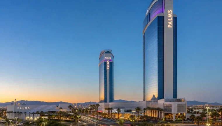 AI-generated exterior view of Palms Casino Resort Las Vegas, Nevada.