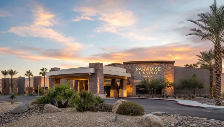 AI-generated exterior view of Paradise Casino Yuma, AZ, Yuma, Arizona.