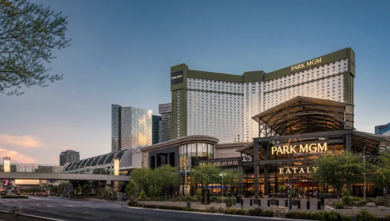 AI-generated exterior view of Park MGM Las Vegas, Nevada.