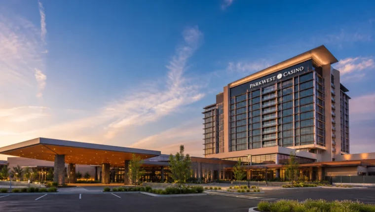 Parkwest Casino Lotus Sacramento: Games and Dining 68 AI-generated exterior view of Parkwest Casino Lotus Sacramento, Sacramento, California.