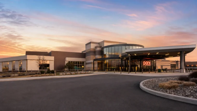 AI-generated exterior view of Parx Casino & Racing Bensalem, Bensalem, Pennsylvania.