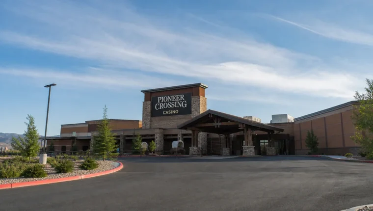 AI-generated exterior view of Pioneer Crossing Casino Yerington, Yerington, Nevada.