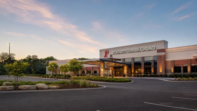 Plainridge Park Casino Plainville: Games, Dining, and Parking 7 AI-generated exterior view of Plainridge Park Casino Plainville, Plainville, Massachusetts.
